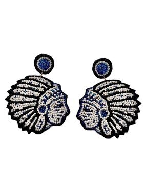 Lily Posh Beaded Chief Earring, Seed Bead Statement Earring, Game Day
